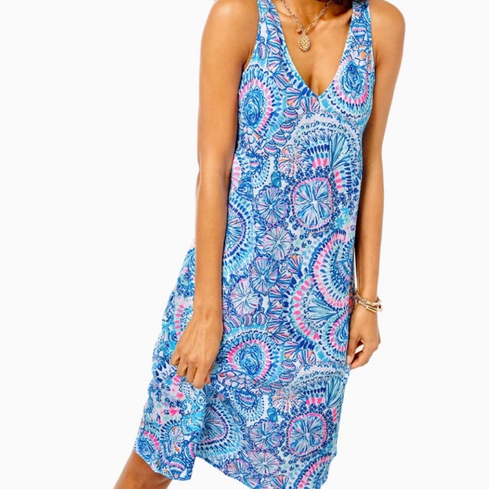 Lilly Pulitzer Florin Linen Dress in Blue Grotto